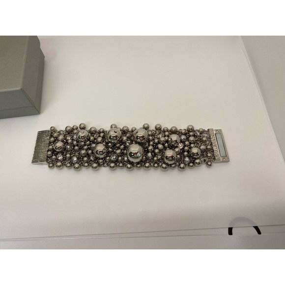 HSN CHAIN METAL BRACELET WITH CLUSTERS OF BEADS - Picture 3 of 11